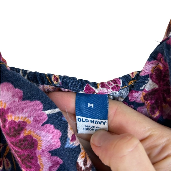 Old Navy Floral Linen Blend Midi Dress - Pink and Blue - Picture 6 of 10